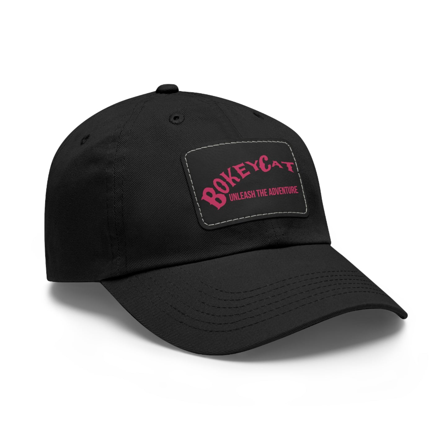 BokeyCat Dad Hat with Leather Patch (Rectangle)
