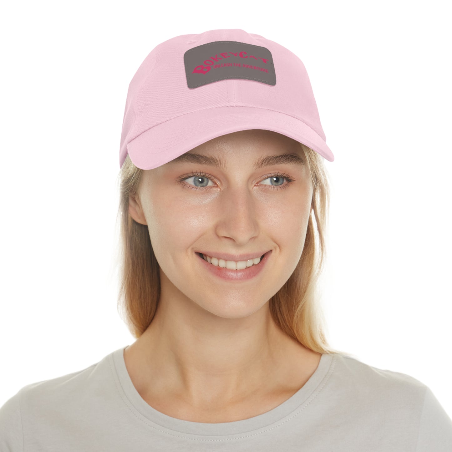BokeyCat Dad Hat with Leather Patch (Rectangle)