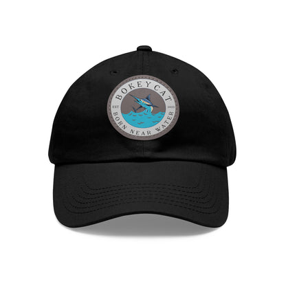 BokeyCat Dad Hat with Leather Patch (Round)