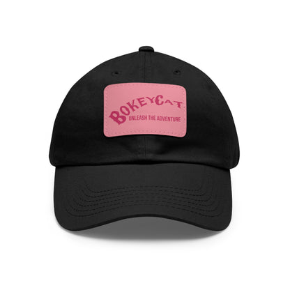 BokeyCat Dad Hat with Leather Patch (Rectangle)