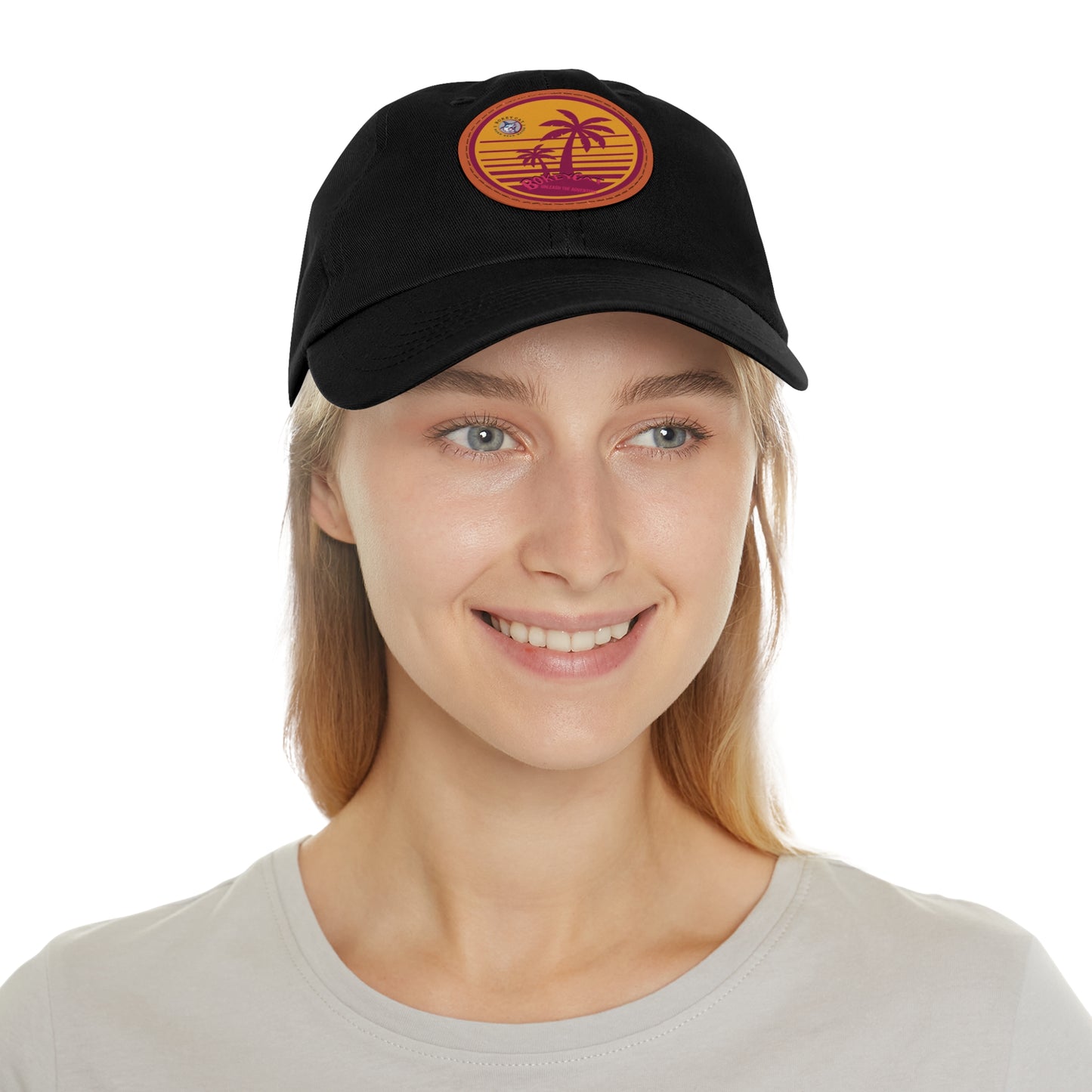 BokeyCat Dad Hat with Leather Patch (Round)