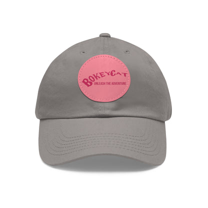 BokeyCat Dad Hat with Leather Patch (Round)