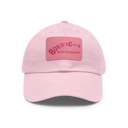 BokeyCat Dad Hat with Leather Patch (Rectangle)