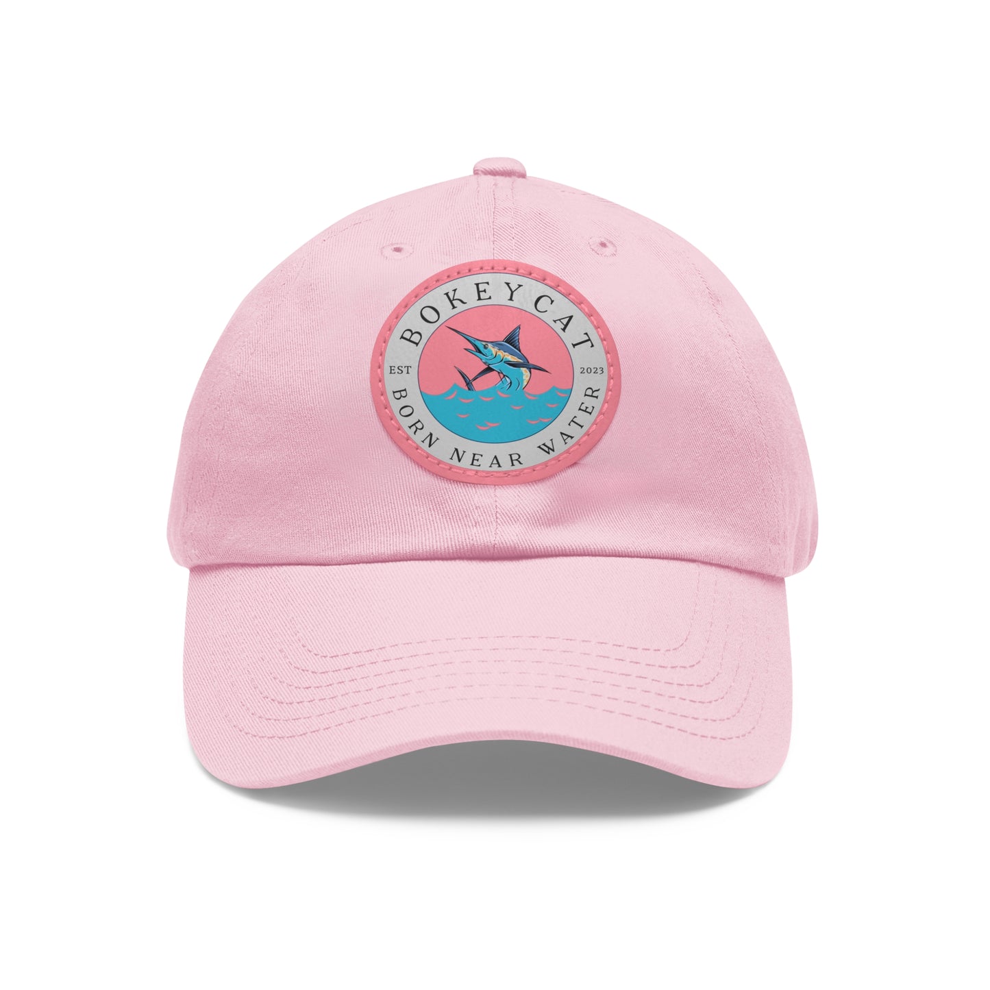 BokeyCat Dad Hat with Leather Patch (Round)