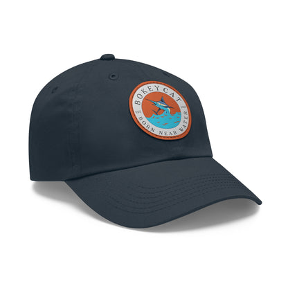 BokeyCat Dad Hat with Leather Patch (Round)