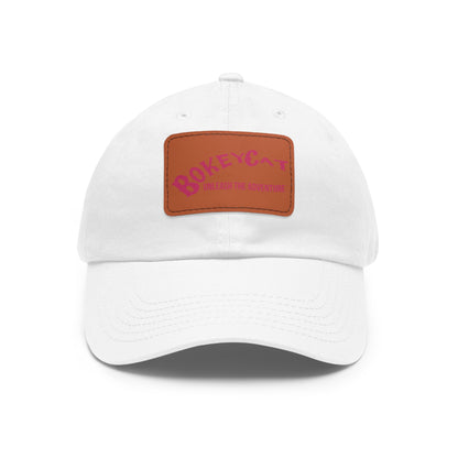 BokeyCat Dad Hat with Leather Patch (Rectangle)