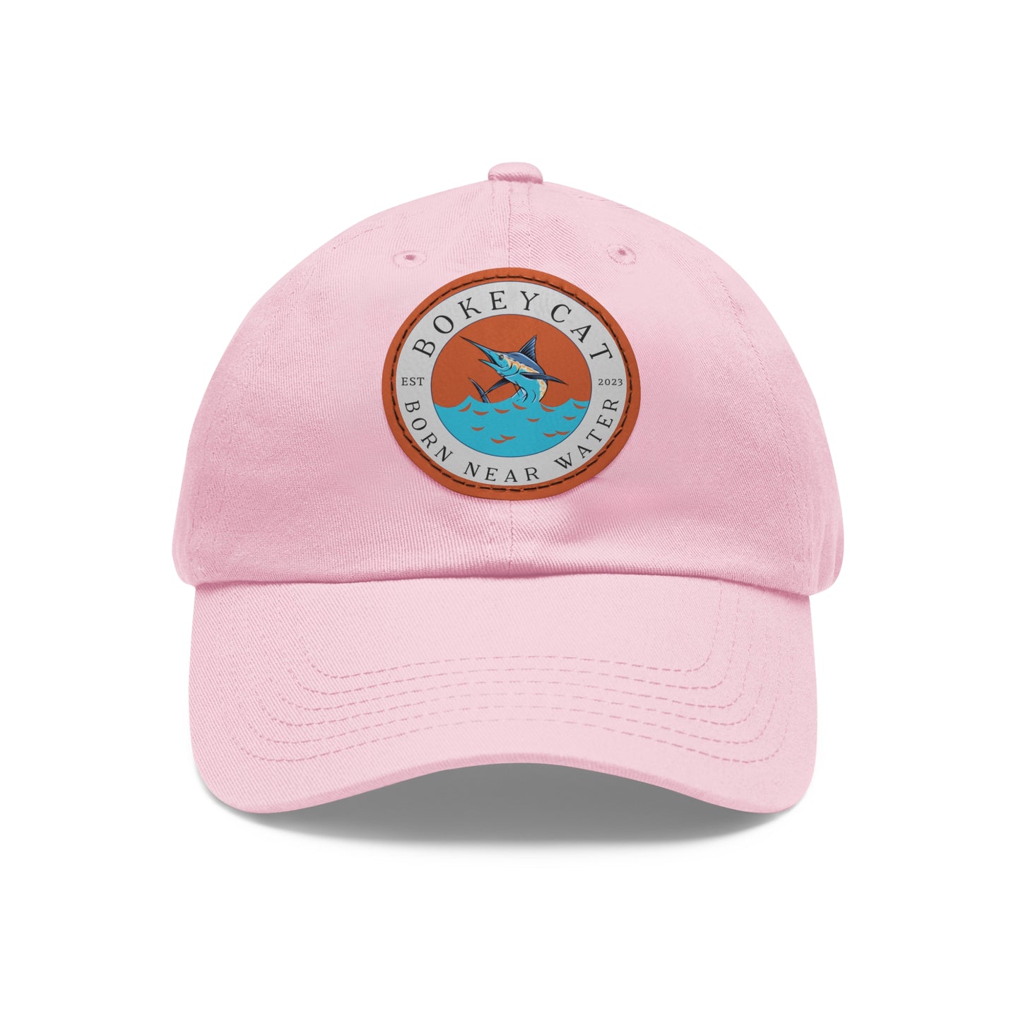 BokeyCat Dad Hat with Leather Patch (Round)