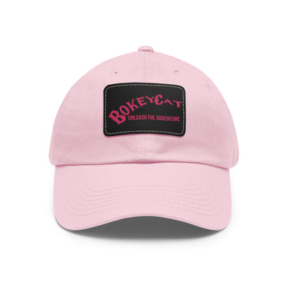 BokeyCat Dad Hat with Leather Patch (Rectangle)