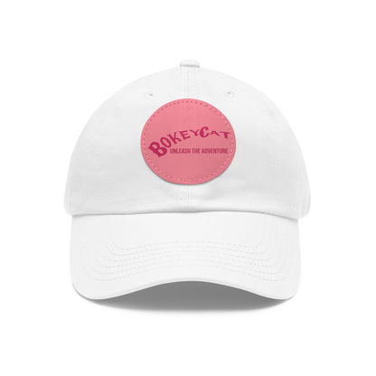 BokeyCat Dad Hat with Leather Patch (Round)