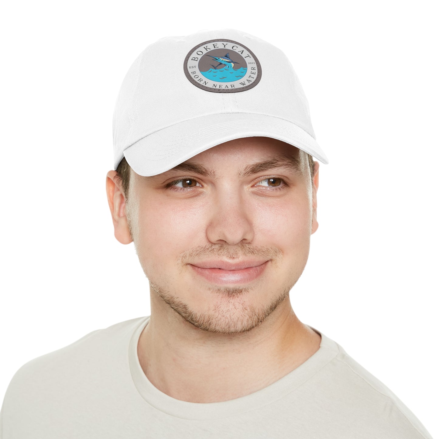 BokeyCat Dad Hat with Leather Patch (Round)