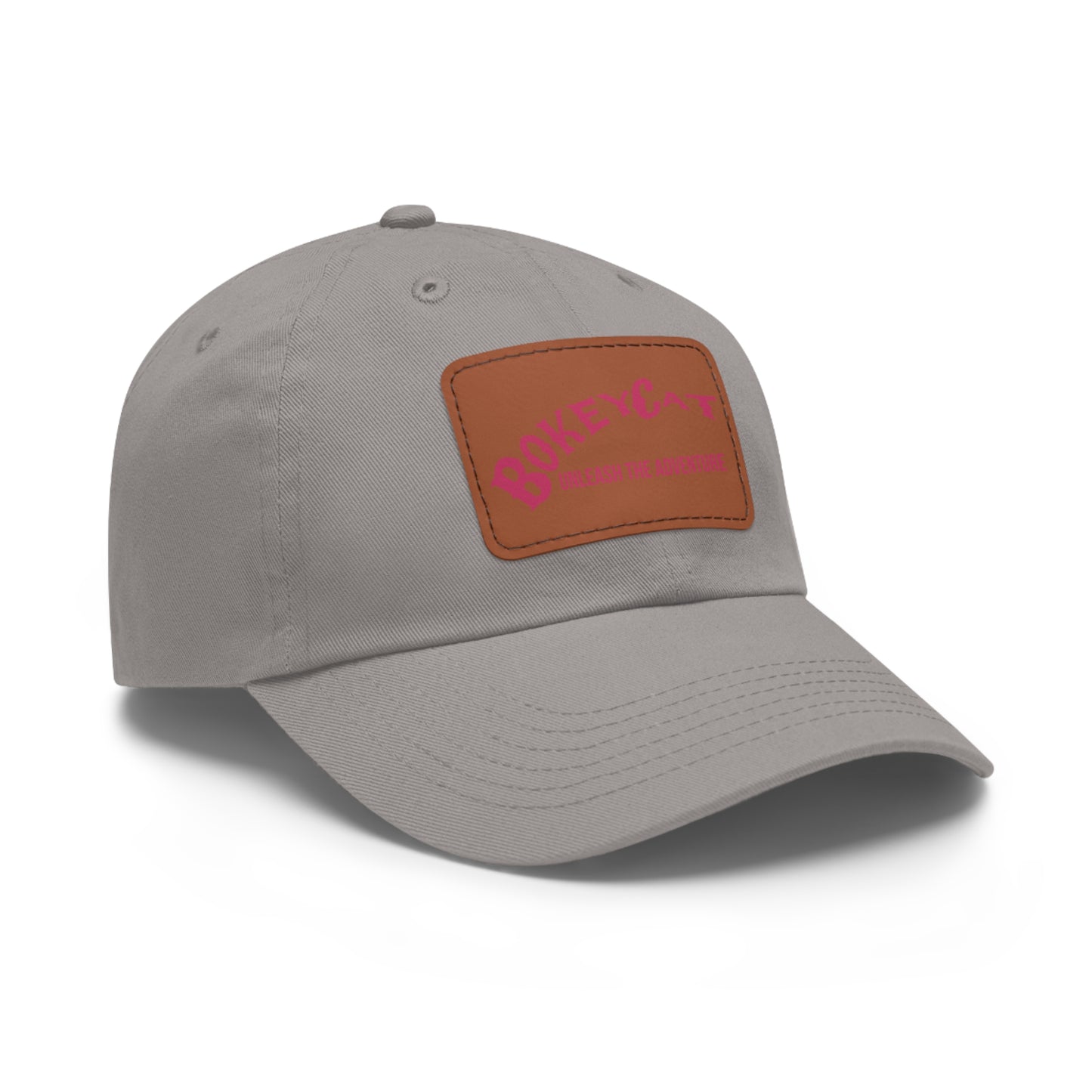 BokeyCat Dad Hat with Leather Patch (Rectangle)