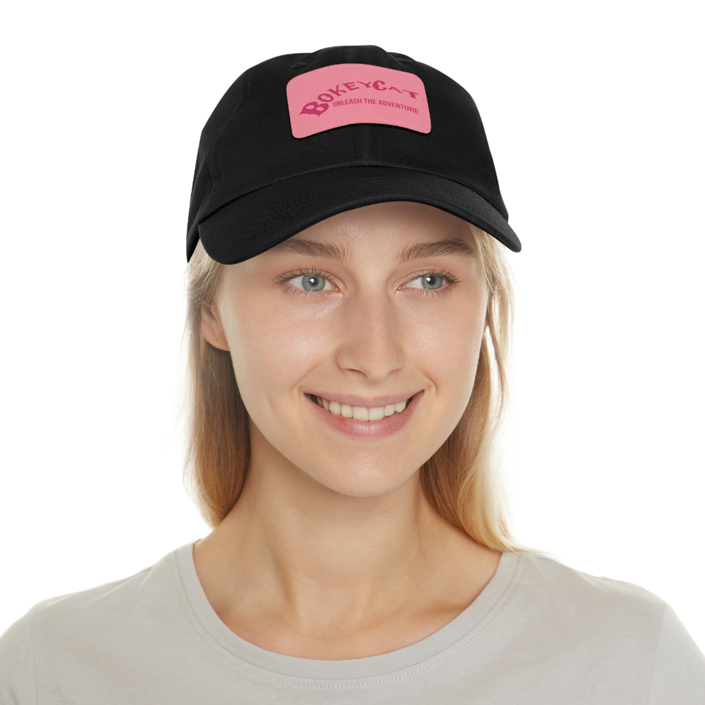 BokeyCat Dad Hat with Leather Patch (Rectangle)