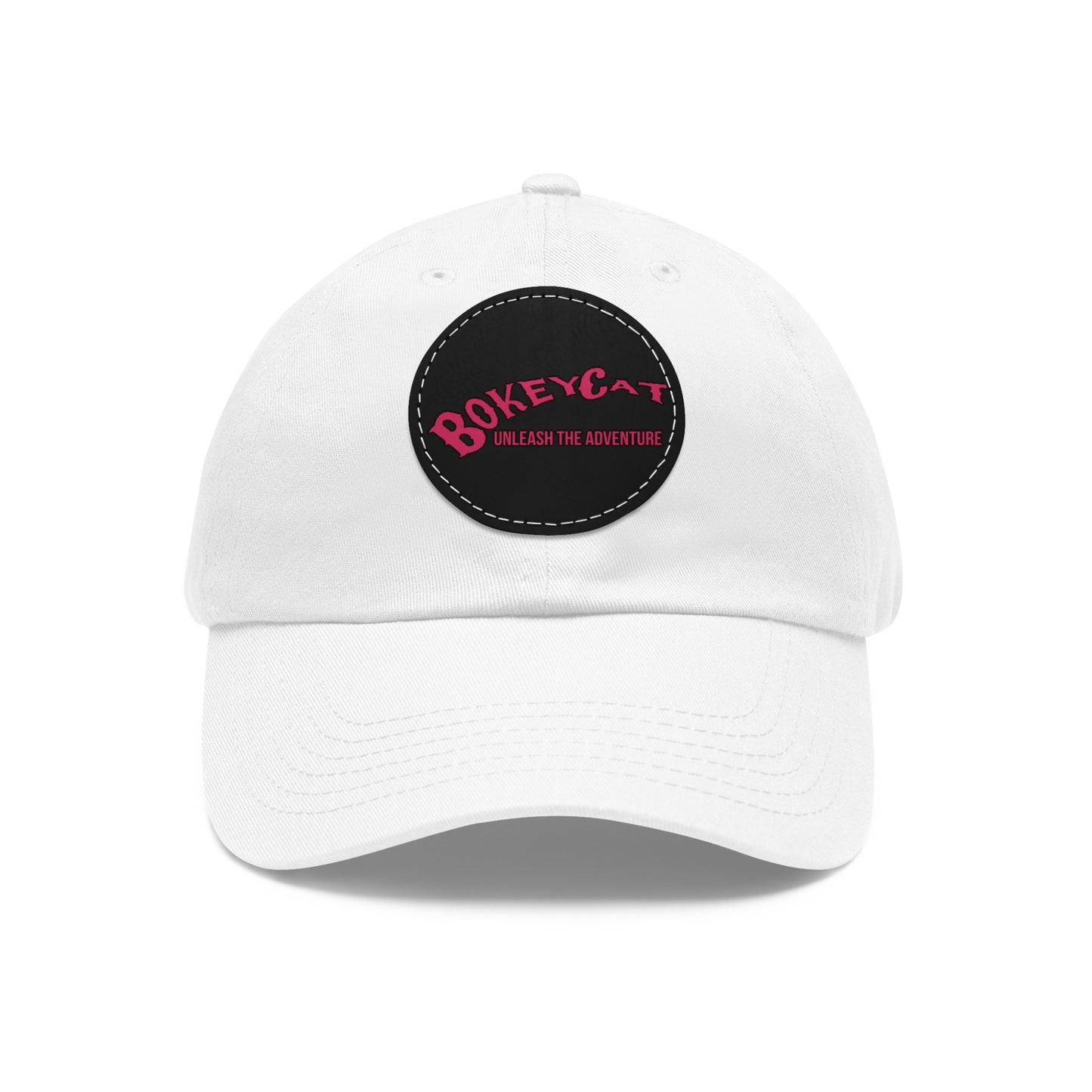 BokeyCat Dad Hat with Leather Patch (Round)