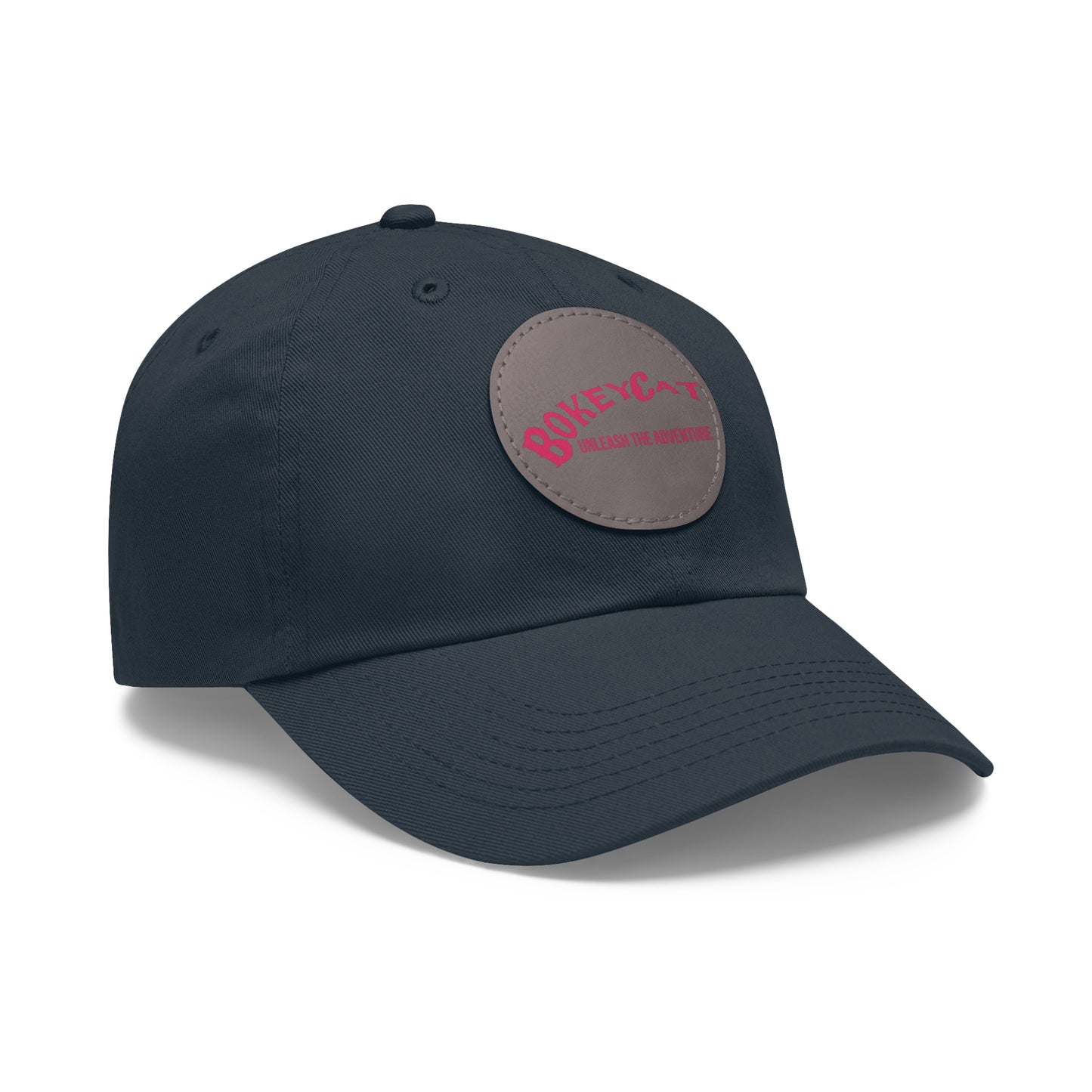 BokeyCat Dad Hat with Leather Patch (Round)