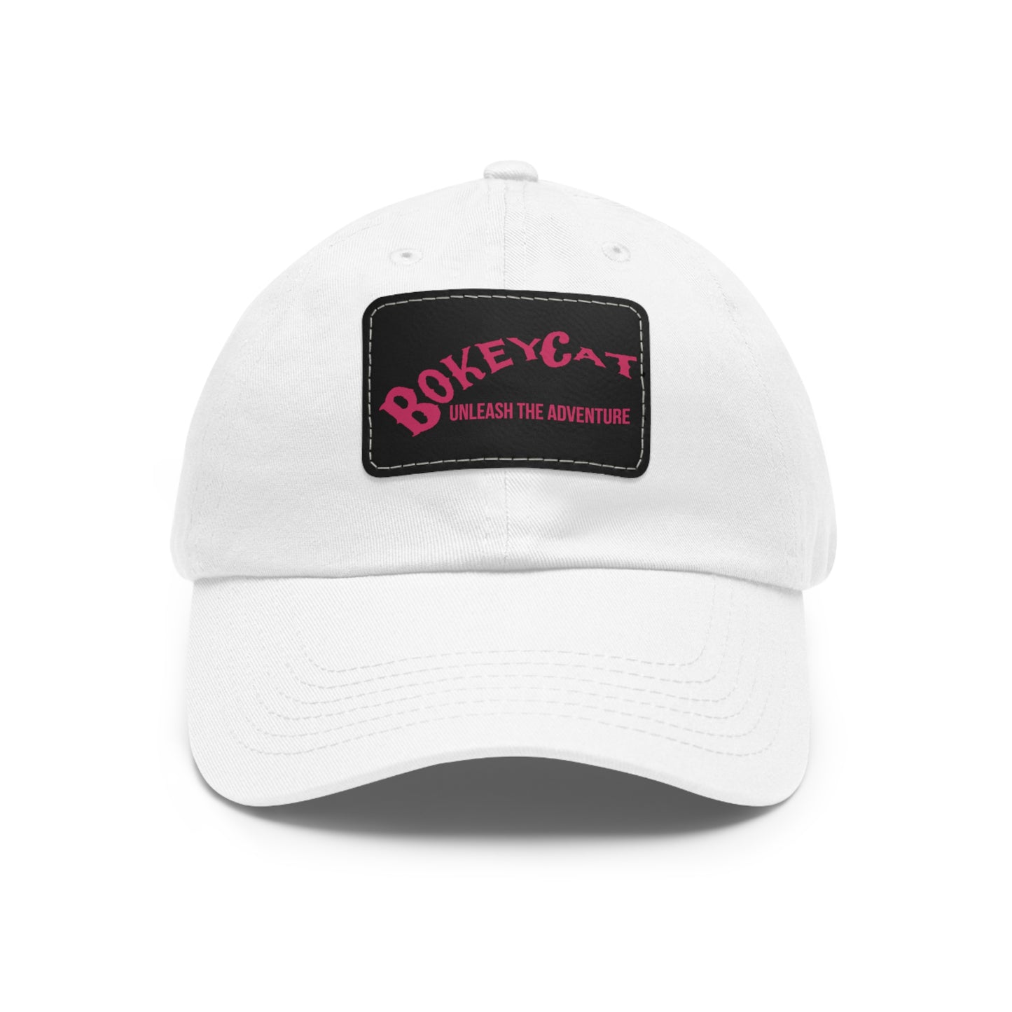 BokeyCat Dad Hat with Leather Patch (Rectangle)