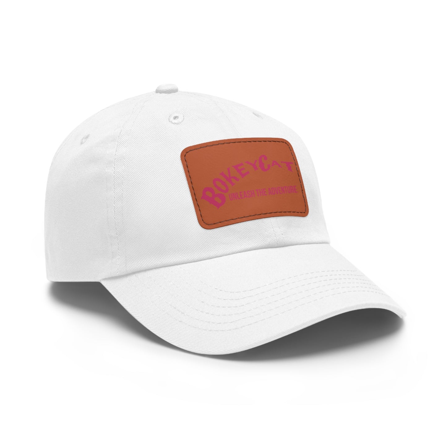 BokeyCat Dad Hat with Leather Patch (Rectangle)