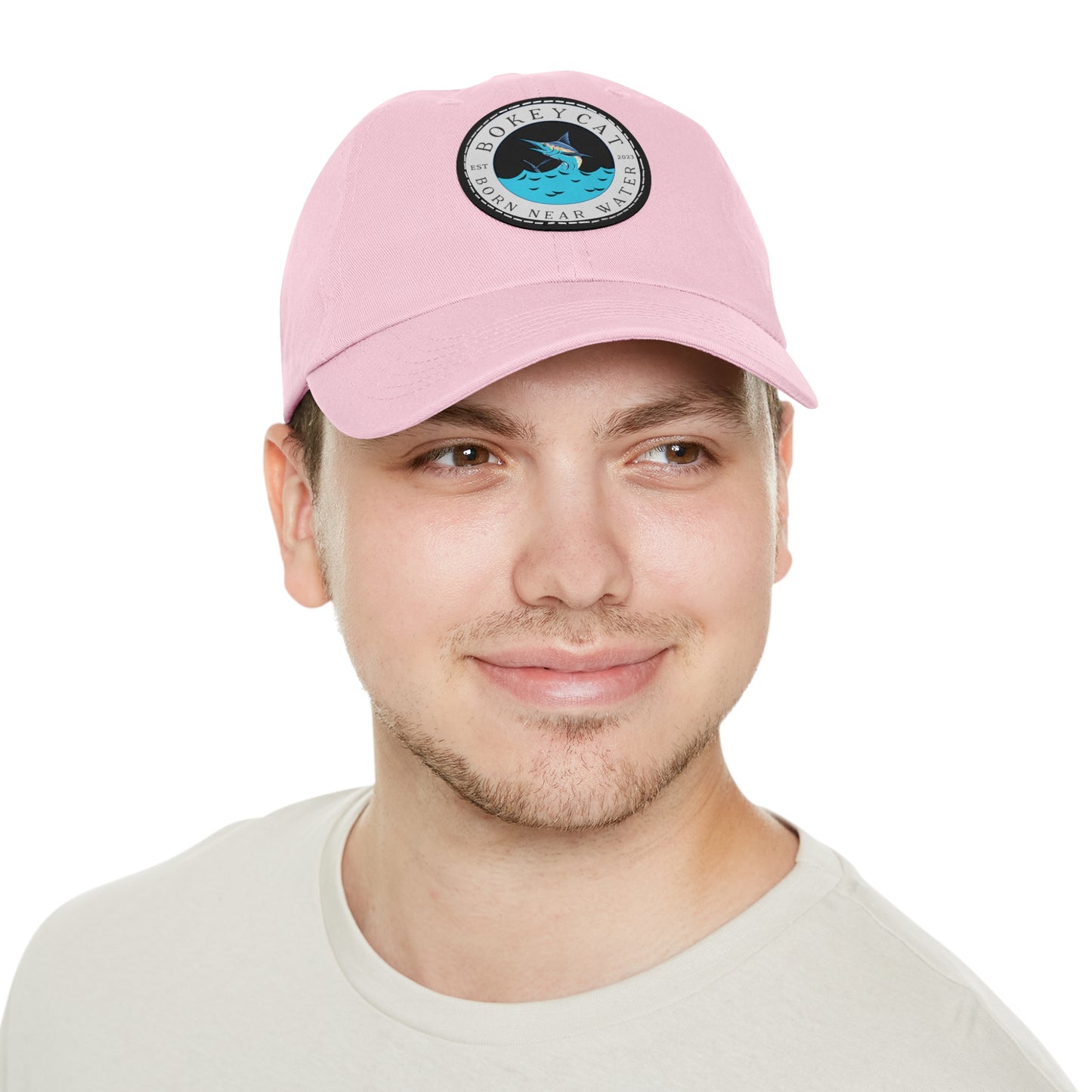 BokeyCat Dad Hat with Leather Patch (Round)