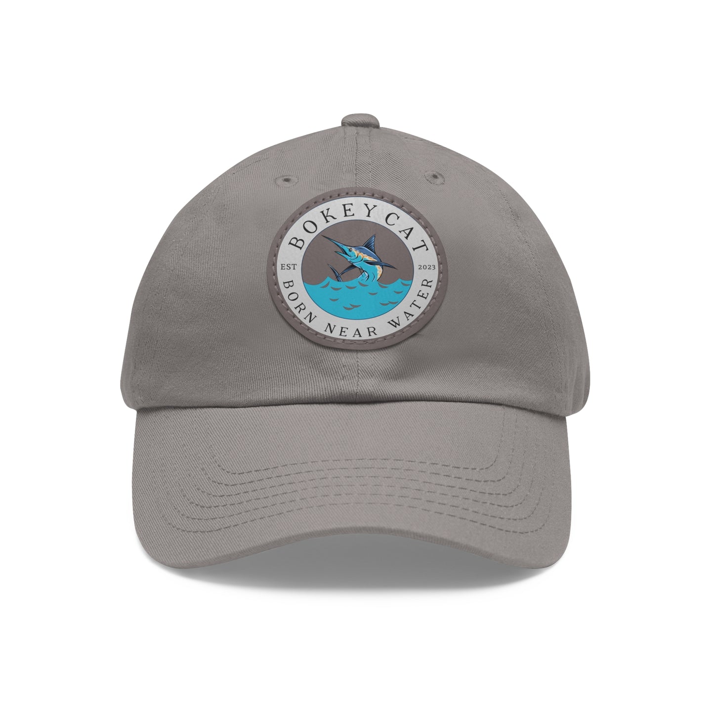 BokeyCat Dad Hat with Leather Patch (Round)