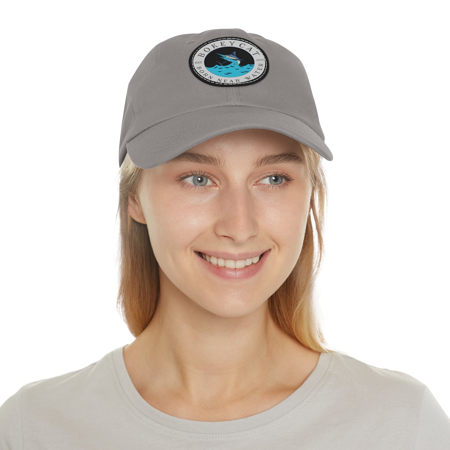 BokeyCat Dad Hat with Leather Patch (Round)