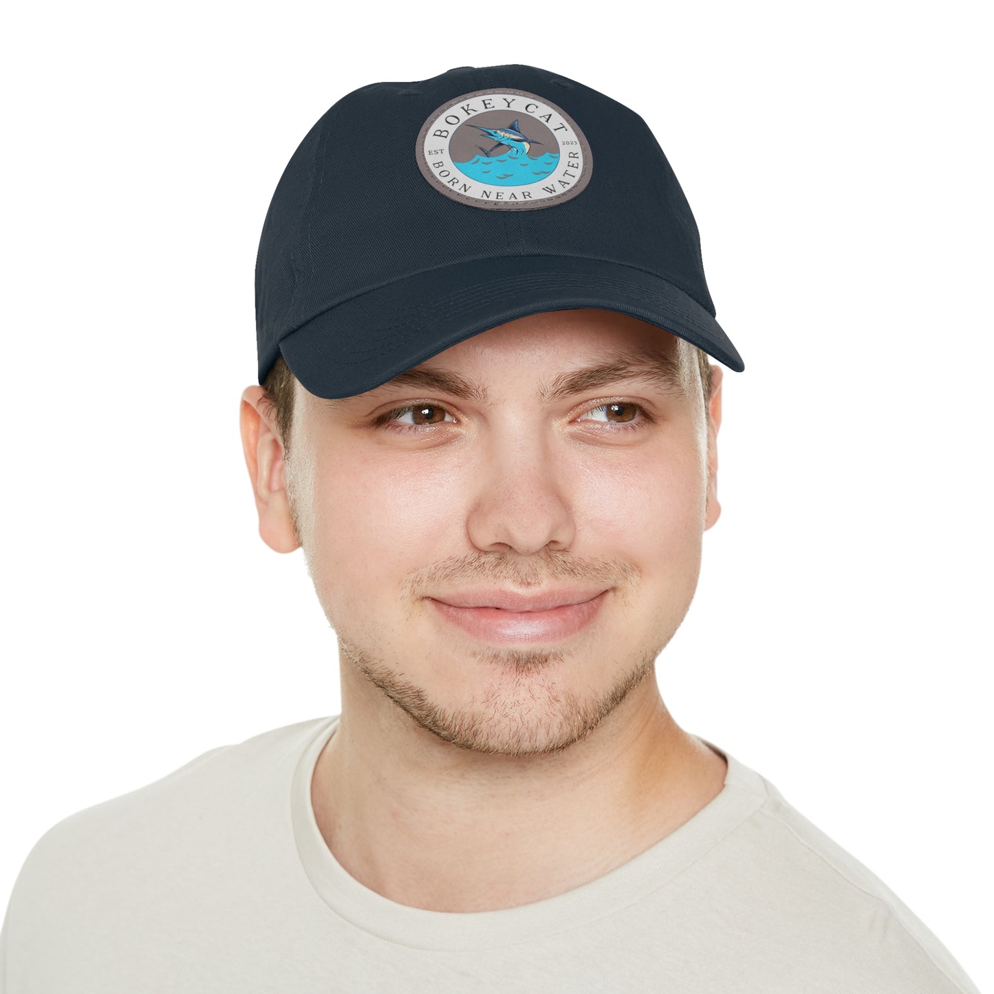 BokeyCat Dad Hat with Leather Patch (Round)