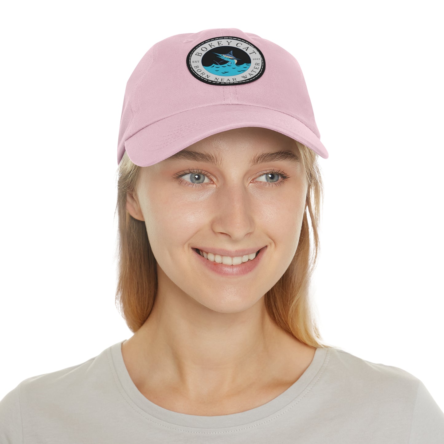 BokeyCat Dad Hat with Leather Patch (Round)