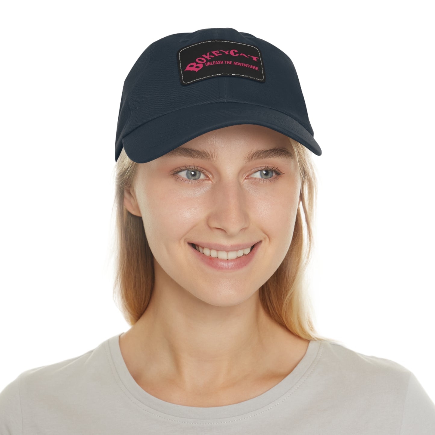 BokeyCat Dad Hat with Leather Patch (Rectangle)