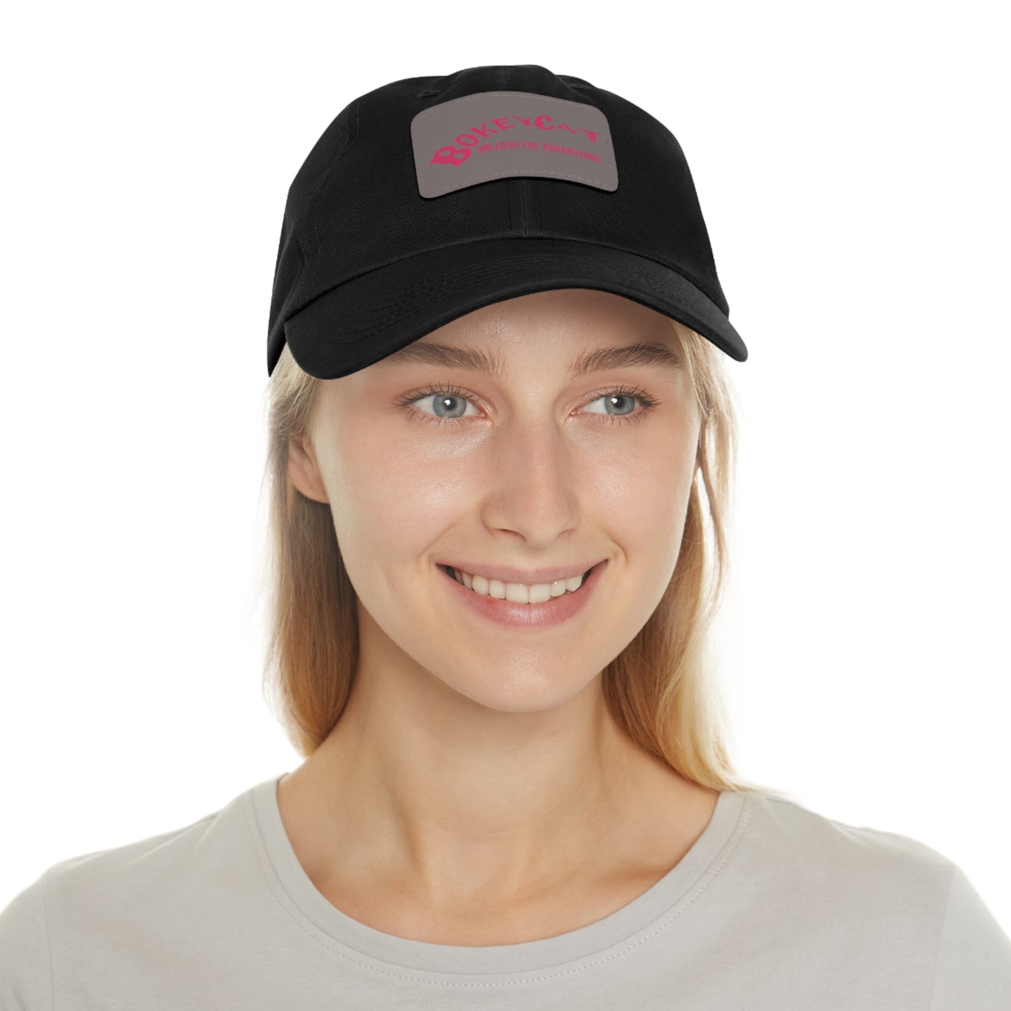 BokeyCat Dad Hat with Leather Patch (Rectangle)