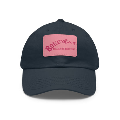 BokeyCat Dad Hat with Leather Patch (Rectangle)