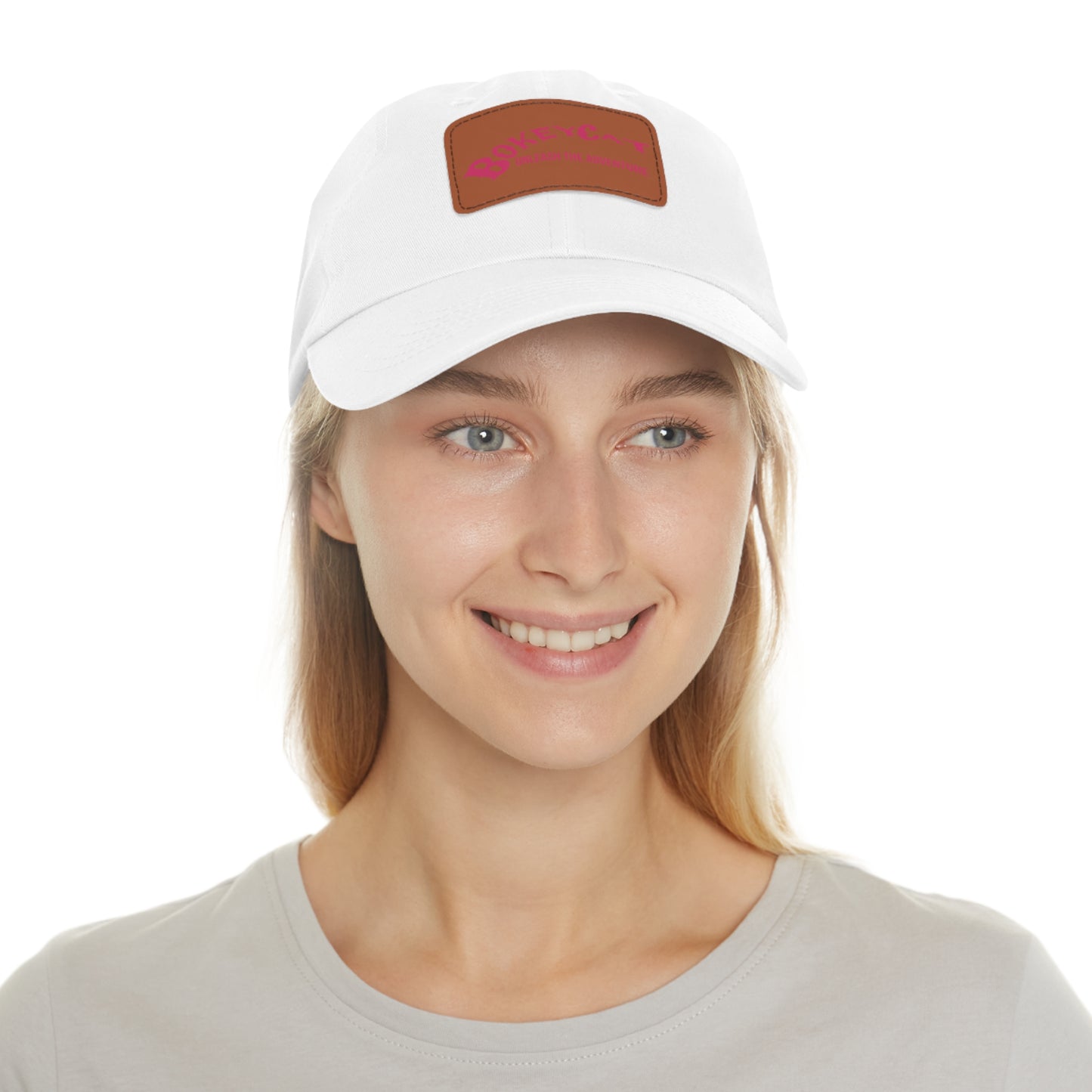 BokeyCat Dad Hat with Leather Patch (Rectangle)