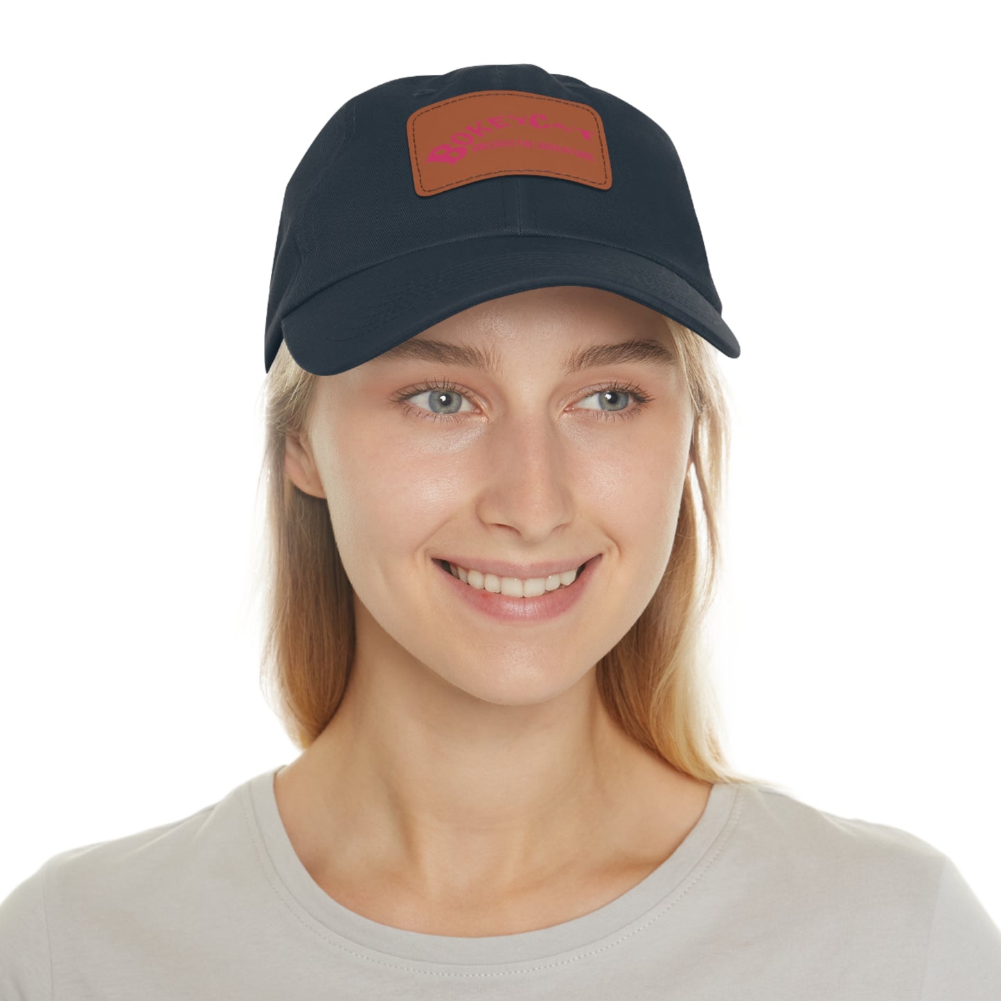 BokeyCat Dad Hat with Leather Patch (Rectangle)