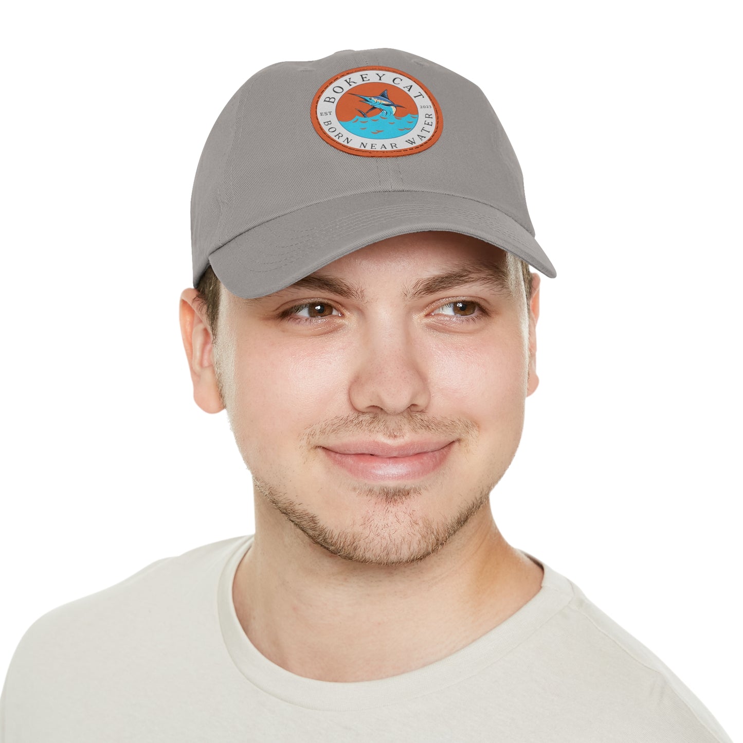 BokeyCat Dad Hat with Leather Patch (Round)