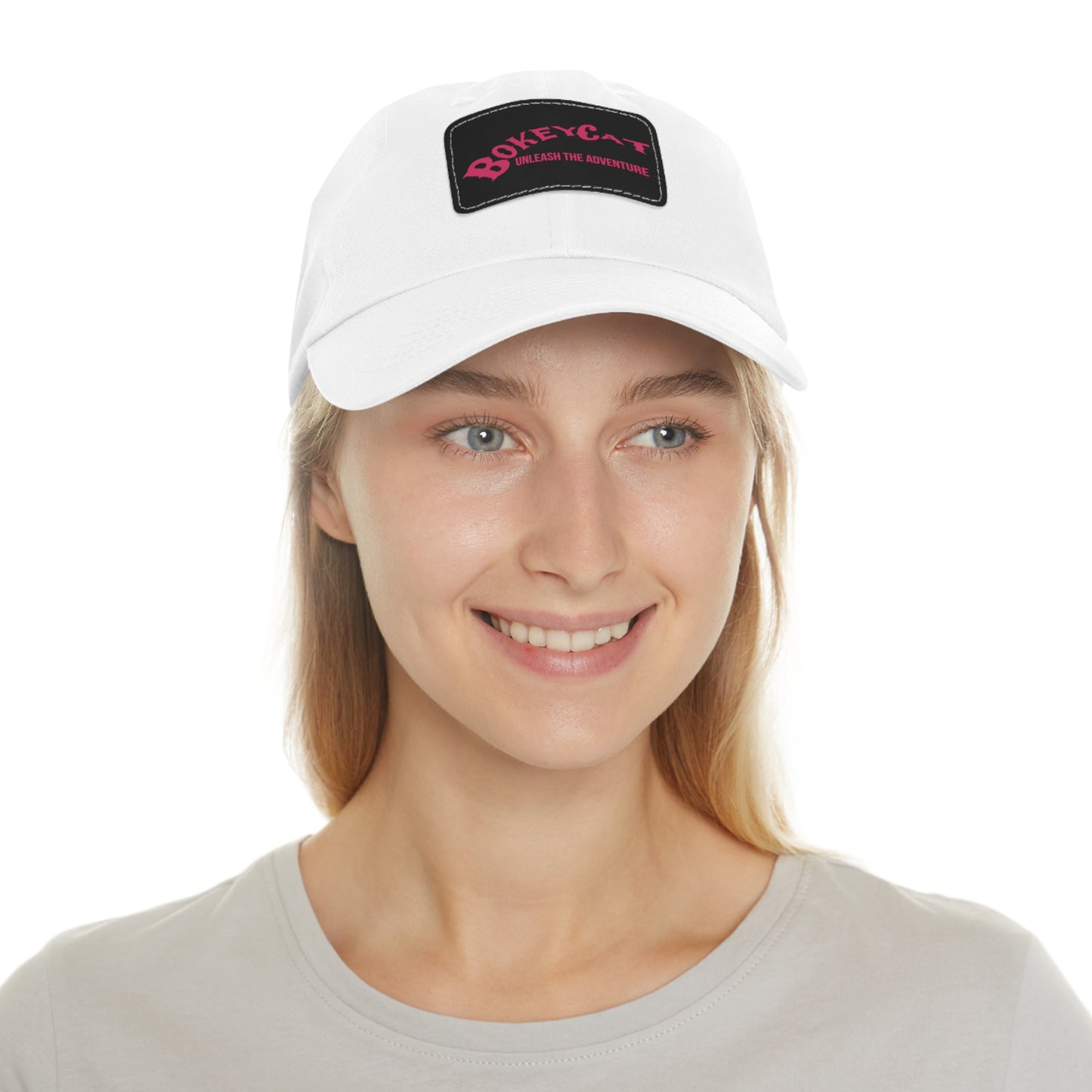 BokeyCat Dad Hat with Leather Patch (Rectangle)