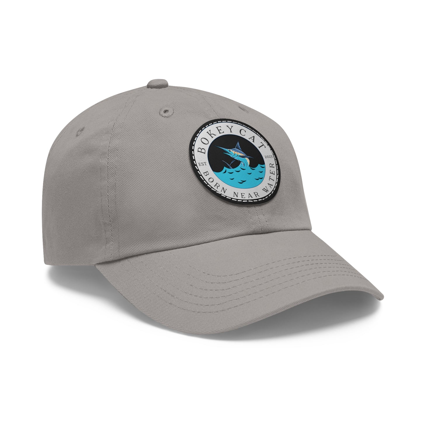 BokeyCat Dad Hat with Leather Patch (Round)