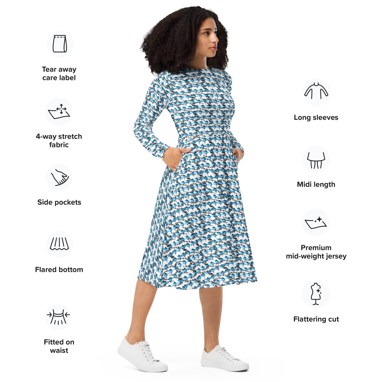 BokeyCat long sleeve midi dress