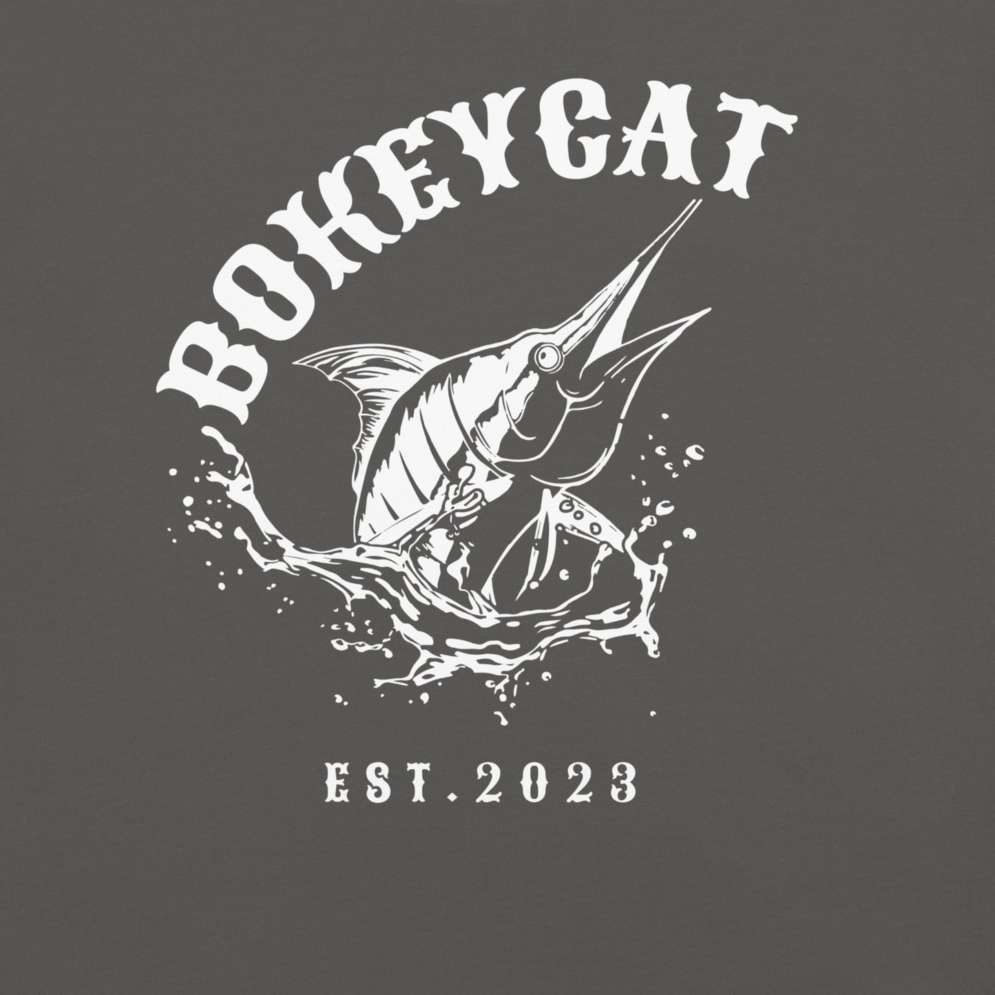 BokeyCat Unisex garment-dyed heavyweight t-shirt (print is off white in color on back of shirt)