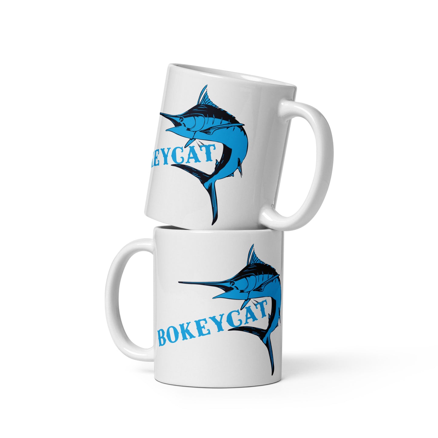 BokeyCat White glossy mug