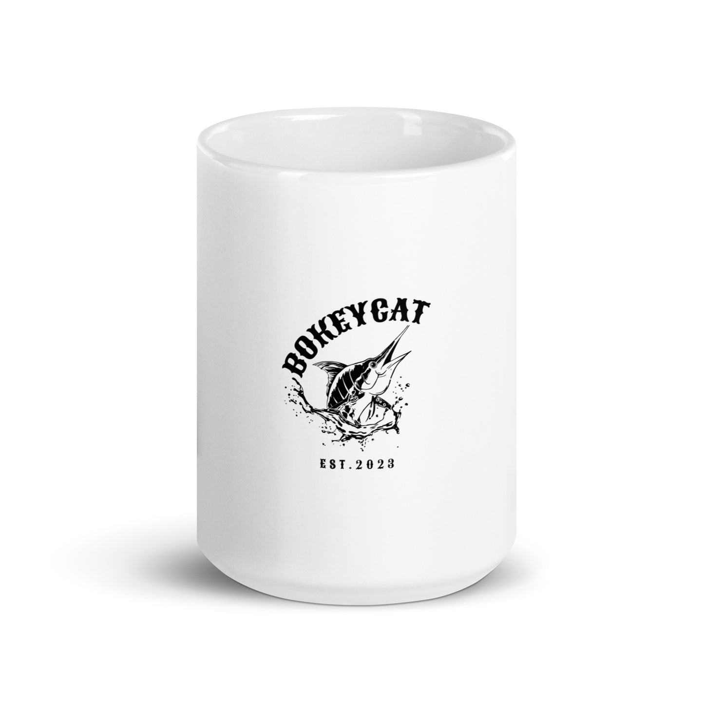 BokeyCat White glossy mug