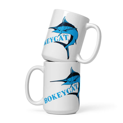 BokeyCat White glossy mug