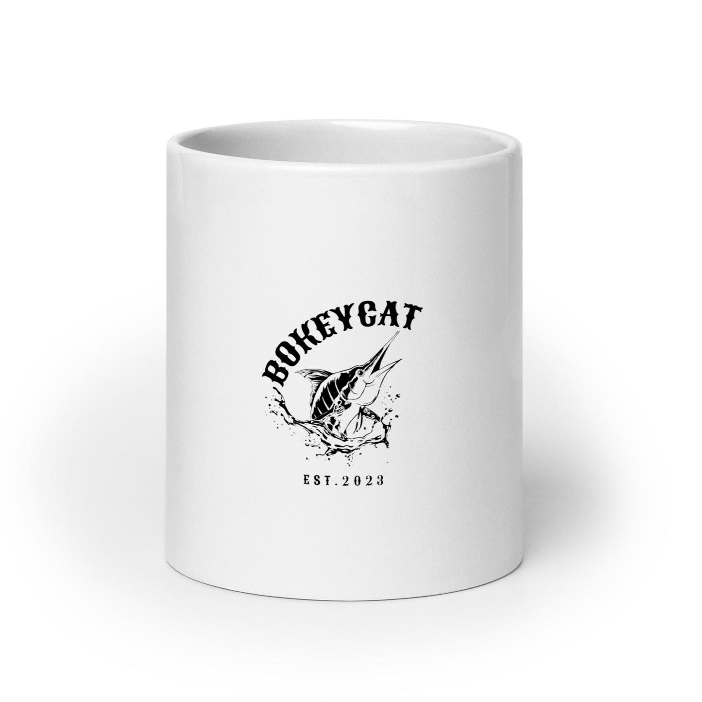 BokeyCat White glossy mug