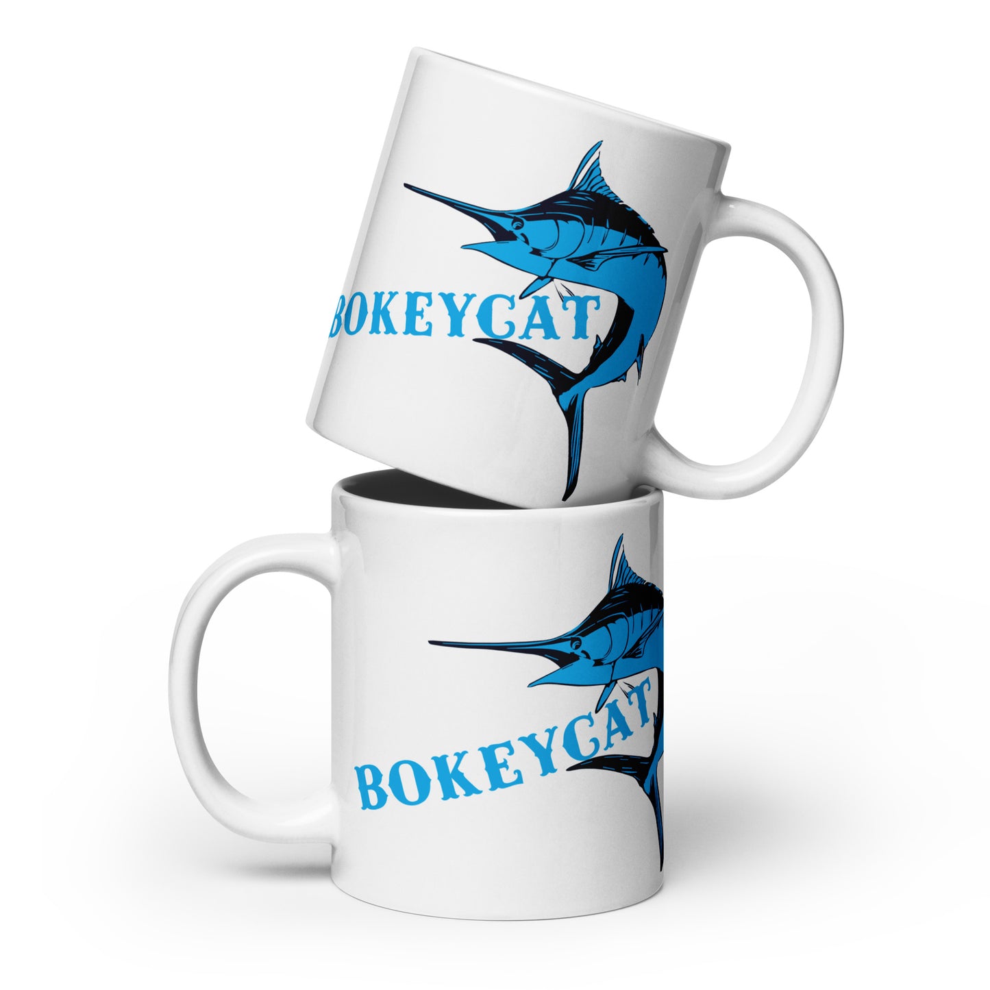 BokeyCat White glossy mug